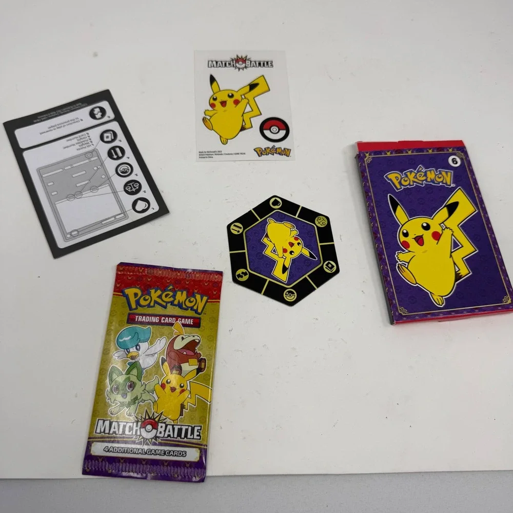 Pokemon Match Battle 2023 McDonalds Sealed Booster Pack 4 Cards Pikachu Toy Set